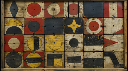 Fototapeta premium A wooden box with many different shapes and colors