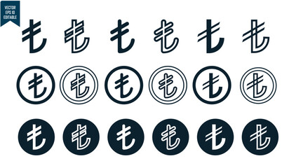 lira currency set icon, symbol design and circle frame, for business and banking needs, vector eps 10.