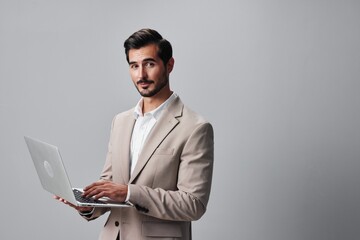 man copyspace laptop smiling business studio job computer internet suit freelancer