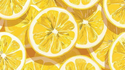 Lemon and lemon slice seamless pattern background Vector
