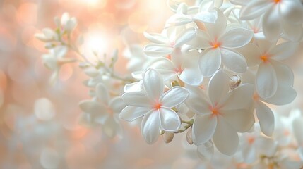 Dreamy White Plumeria Flowers with Soft Glow