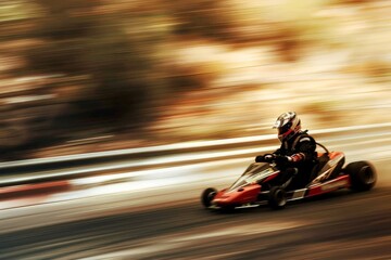 View of indoor karting racetrack, go-kart competition, go-cart racing track. Beautiful simple AI generated image in 4K, unique.