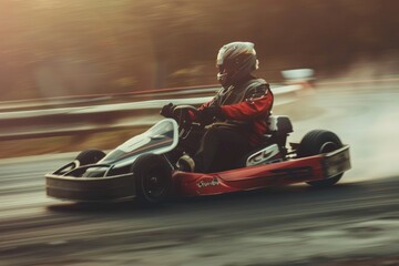 Obraz premium A karting course with cars, turns and finish lines - Generative AI. Beautiful simple AI generated image in 4K, unique.