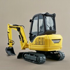 Small toy mini excavator. Construction equipment figure toy