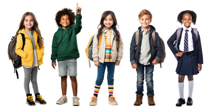 Diversity student png cut out element set