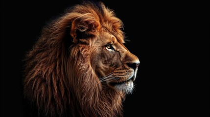 Lion king isolated on black . Generative Ai