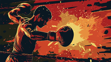 man punching a boxing sandbag Cigarette Vector style