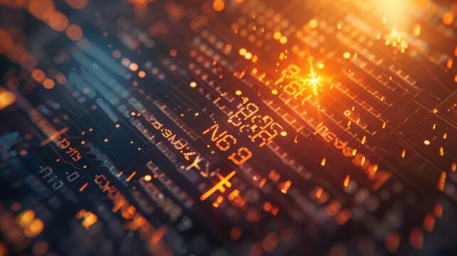 Binary code. Orange and blue colors. Computer language