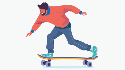 man with Skateboard Vector flat on white background Vector