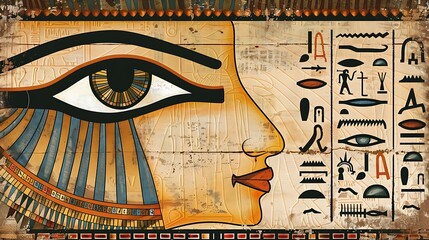 Ancient Egyptian hieroglyphs as part of the natural museum collection are very well described. for the commemoration of International Museum Day as a poster, background