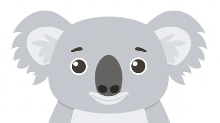   A koala bear with large eyes and a grin on its face is depicted in a flat style