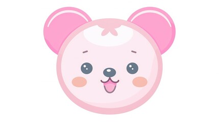   Pink  bear with big ears, bow on its head, smiling