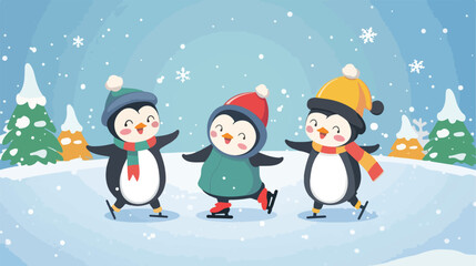 Little kid characters in penguin costume with penguin