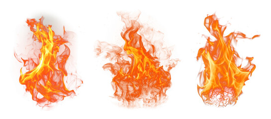 Flame png cut out element set