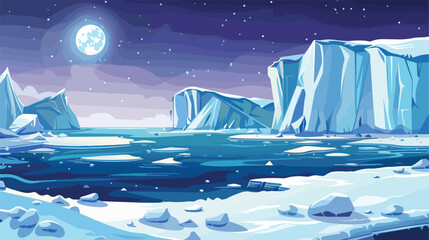 North pole arctic winter season cartoon Vector style
