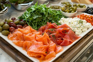 Assorted Platter of Food on a Table