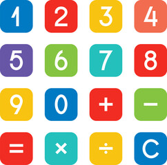 Numbers and Mathematical Symbol Icons Vector