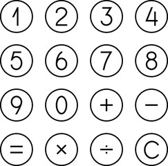 Numbers and Mathematical Symbol Icons Vector