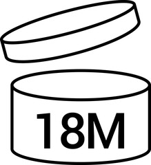 Pao symbol cosmetic vector  icon. 3, 6, 8, 9, 10, 12, 24, 36, 48 Period after opening, PAO symbol and Green Point symbol for cosmetics packaging. Vector