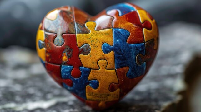 On World Autism Awareness Day we celebrate the theme of mental health care by showcasing a heart adorned with a puzzle or jigsaw pattern