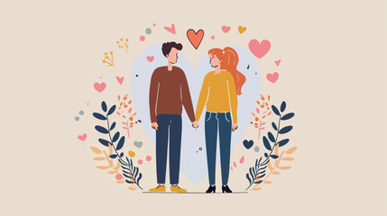 Lovely couple holding hands promise icon Vector illustration