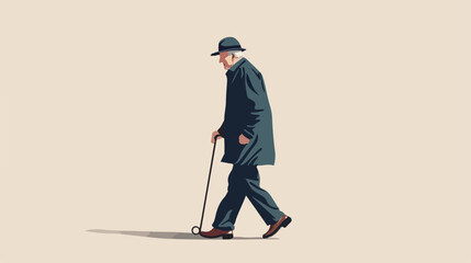 old man walking with a cane Vector style vector design