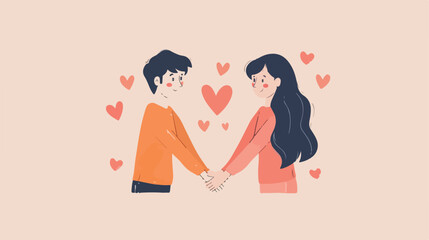 Lovely couple holding hands promise icon vector Vector