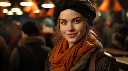 portrait of a woman in the night city HD 8K wallpaper Stock Photographic Image