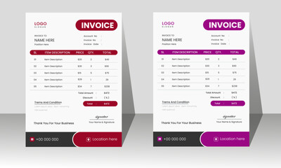 Creative Invoice minimal design template. Vector