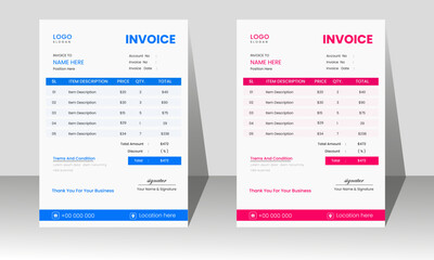 Corporate modern professional clean business invoice and letterhead design template