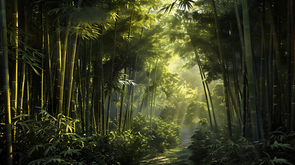 Fototapeta premium Bamboo forest, the denseness of nature valuable resource