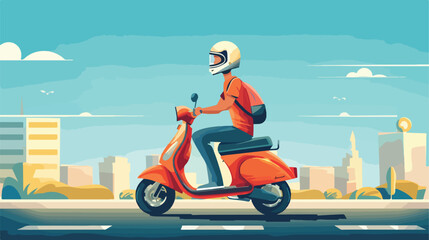 Man riding scooter cartoon vector Vector illustration