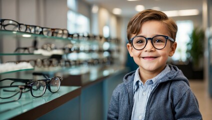 Portrait of a young boy wearing glasses