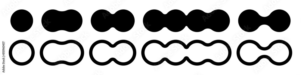 Poster set of rounded halftone transition lines. shapes for design. modern icons. vector illustration isola