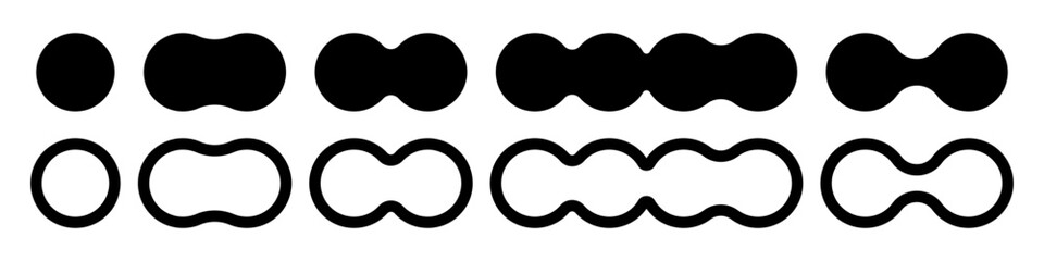 Set of rounded halftone transition lines. Shapes for design. Modern  icons. Vector illustration isolated on white background.