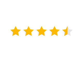 Golden Rating and review star flat vector illustration