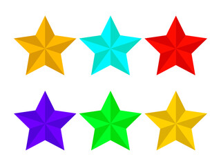 Set of colourful 3d stars vector illustration 
