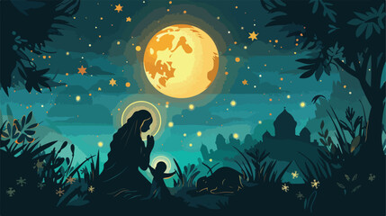 Mary and jesus of holy night design Vector illustration