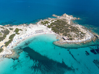 Punta Molentis beach, drone view Villasimius, Sardinia, Italy