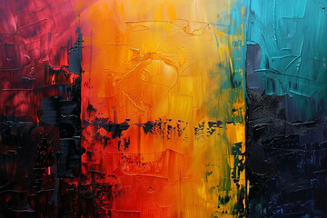 Abstract paintings with split-complementary colors