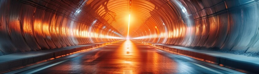 Advanced tunnel illuminated by a radiant light at its conclusion