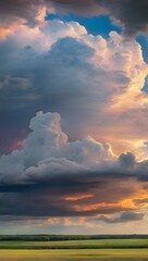 sunset over the clouds