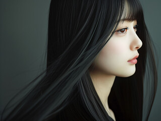 美しい黒髪の女性