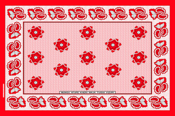 African Wax Print fabric, Ethnic overlap ornament seamless design, Khanga pattern motifs floral elements. khanga texture, colorful textile Ankara fashion style. New Design For Fabric.