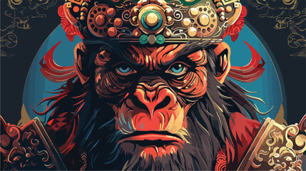 Monkey king Vector illustration. Vector style vector