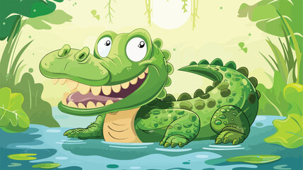 Nice crocodile cartoon vector Vector illustration. Vector