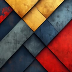 Abstract background with grunge metal texture in blue, red and yellow.