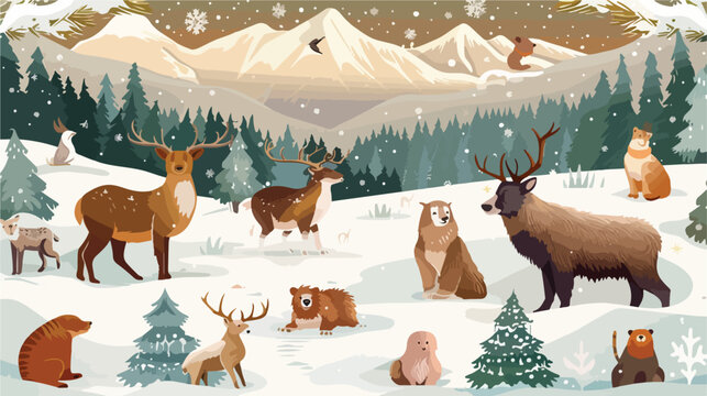 North pole animals vector background Vector illustration