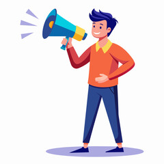 Man talking in megaphone vector illustration