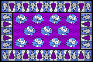 African Wax Print fabric, Ethnic overlap ornament seamless design, Khanga pattern motifs floral elements. khanga texture, colorful textile Ankara fashion style. New Design For Fabric.